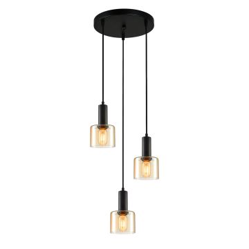 Függőlámpa SANTIA PND-65342-3A-BK+AMB 3x40W/E27 IP20 a Italux-tól